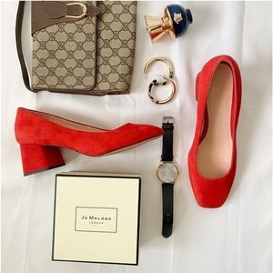 J. Crew Bright Cerise Celia Suede block heel pump